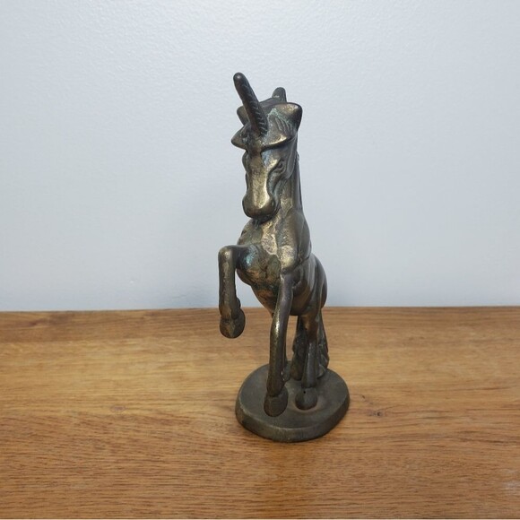 Vintage Brass 7in unicorn in jumping pose - Picture 2 of 6